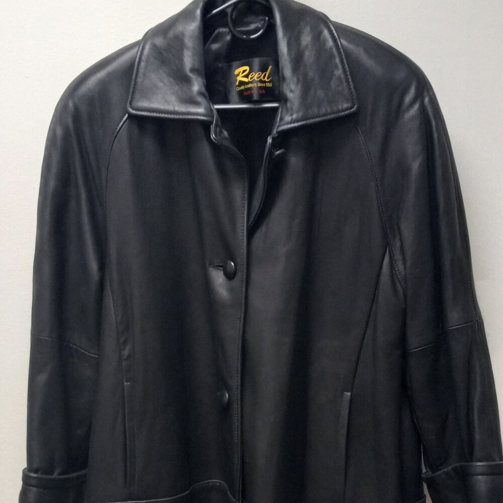 Vintage REED Black Soft Leather Coat Women's XL